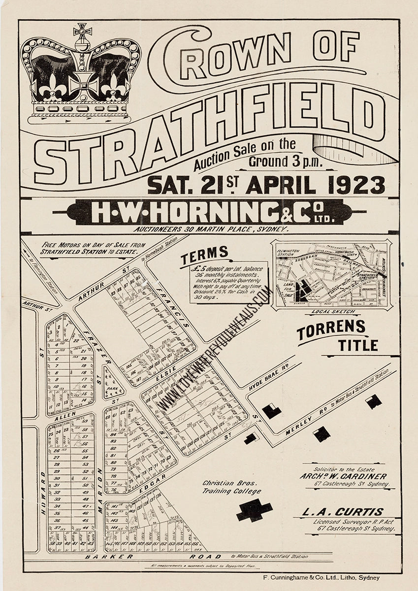 Vintage Real Estate Poster Crown of Strathfield NSW