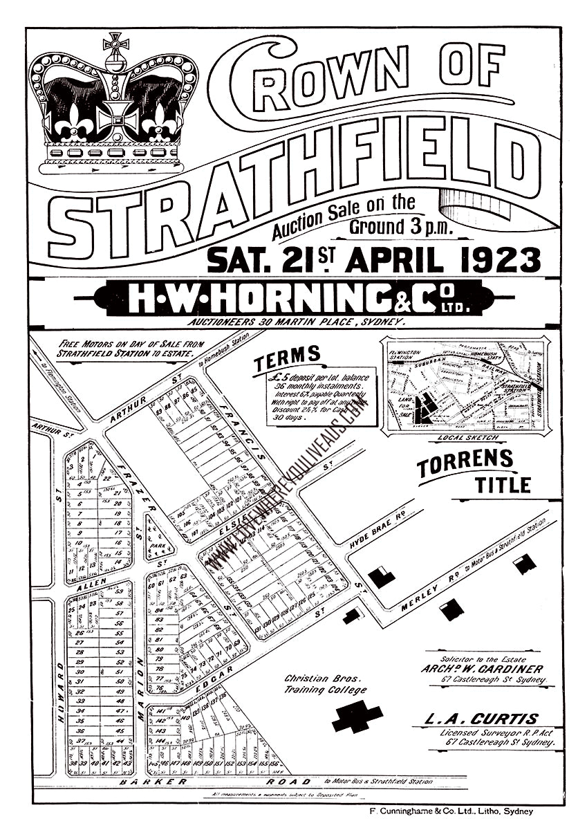 Vintage Real Estate Poster Crown of Strathfield NSW